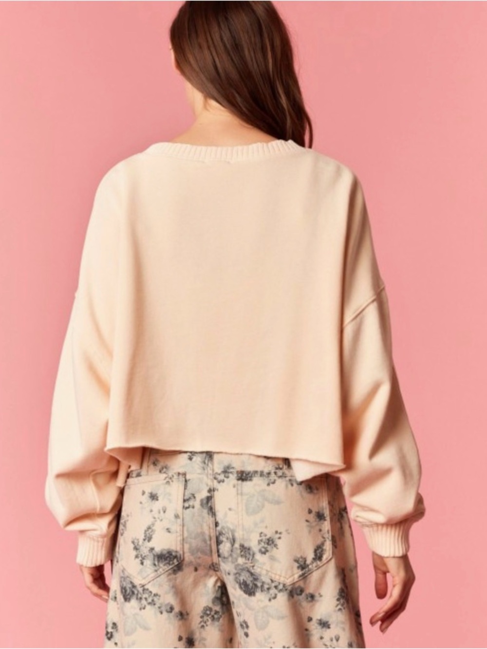 French Terry Crop Sweatshirt - Picture 3 of 3
